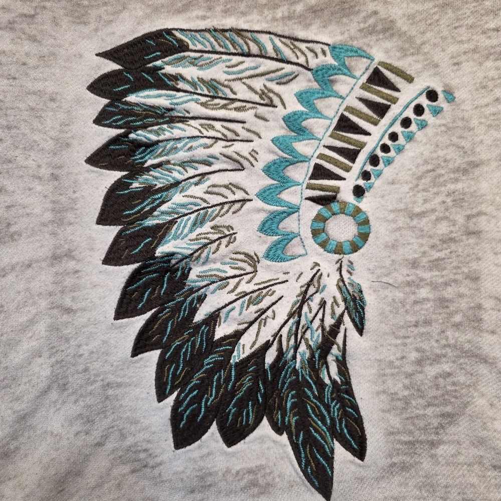 Ariat Women XL Native American Headdress Long Sleeve Top Rustic‎ Gray - Picture 2 of 8
